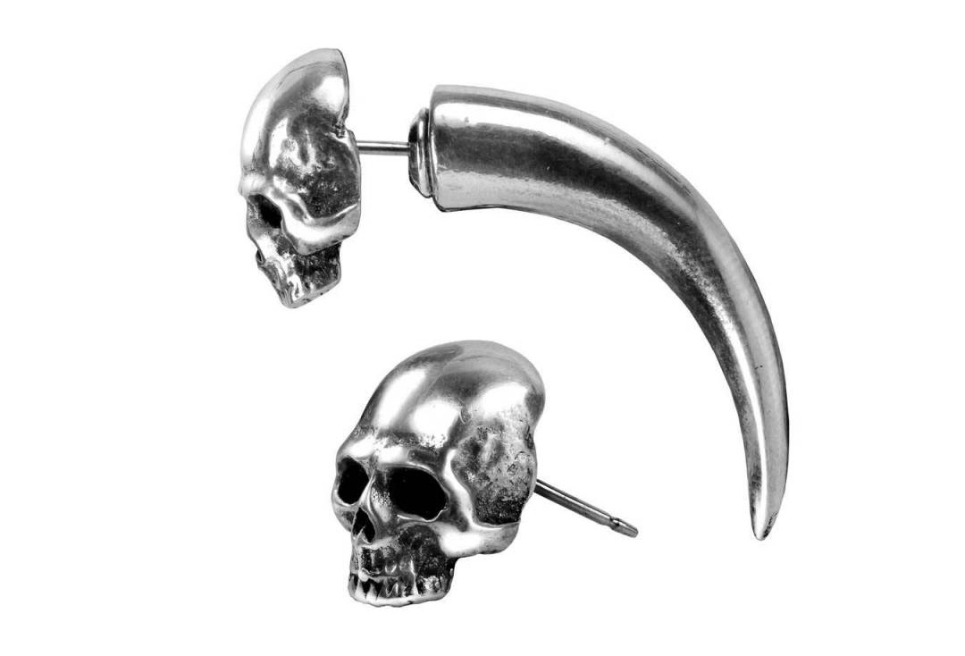Tomb Skull Alchemy Gothic Fake Horn Ear Stud