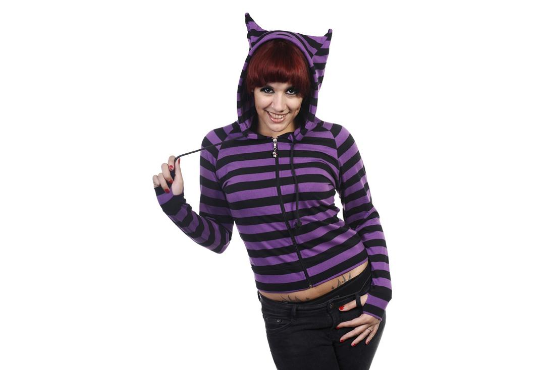 Banned Apparel | Purple & Black Stripe Cat Ears Hood Top