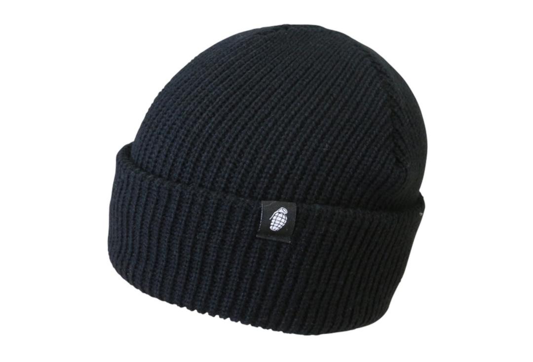 Kombat | Black Grenade Chunky Knit Beanie Hat - Folded