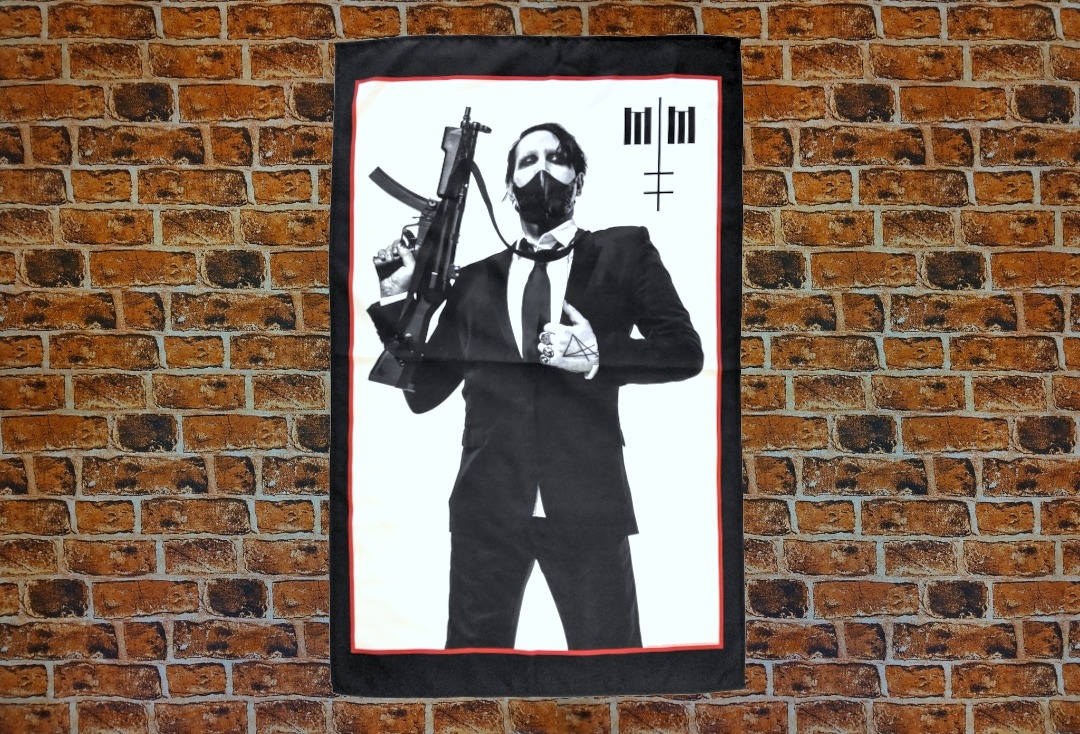 Marilyn Manson - Machine Gun Printed Textile Poster