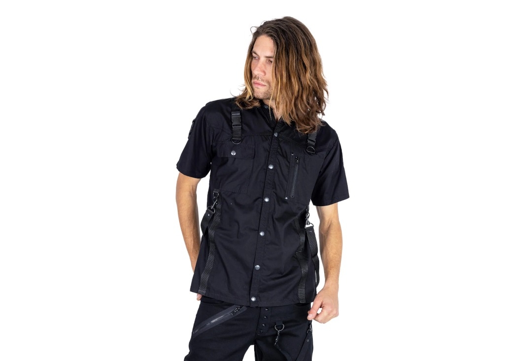 Leonidas Black Short Sleeve Cam-Lock Detail Poizen Industries Shirt - Main