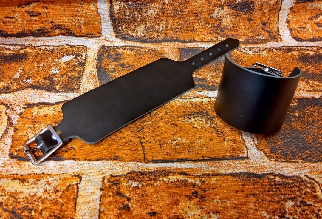 3 Row Plain Black Leather Wristband