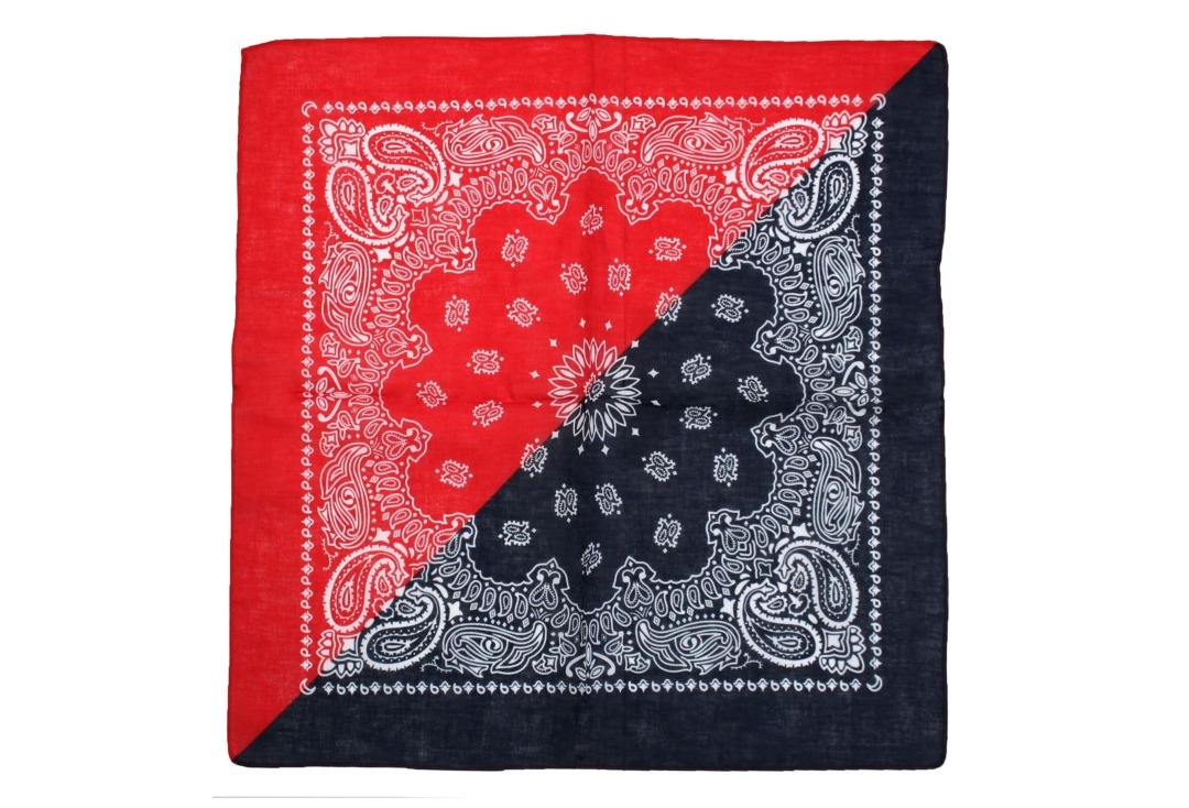 Half & Half Navy & Red Paisley Cotton Bandana