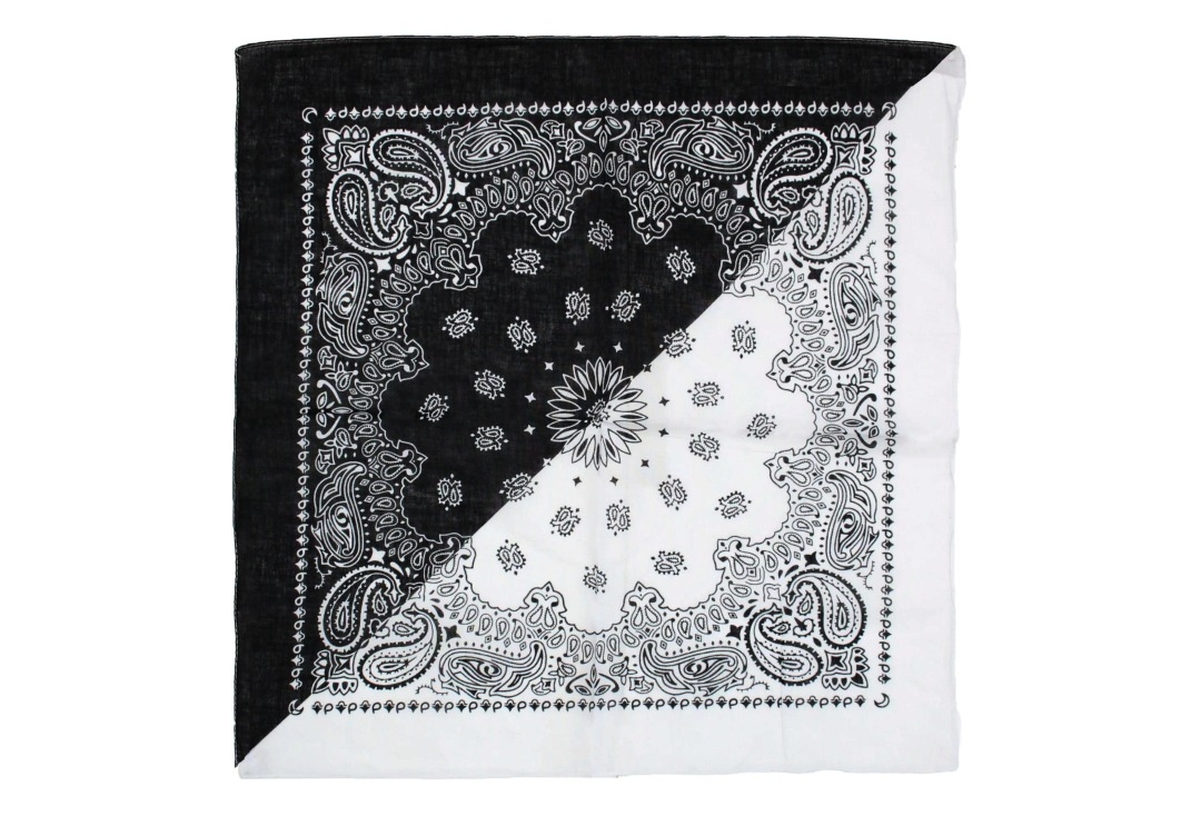Half & Half Black & White Paisley Cotton Bandana