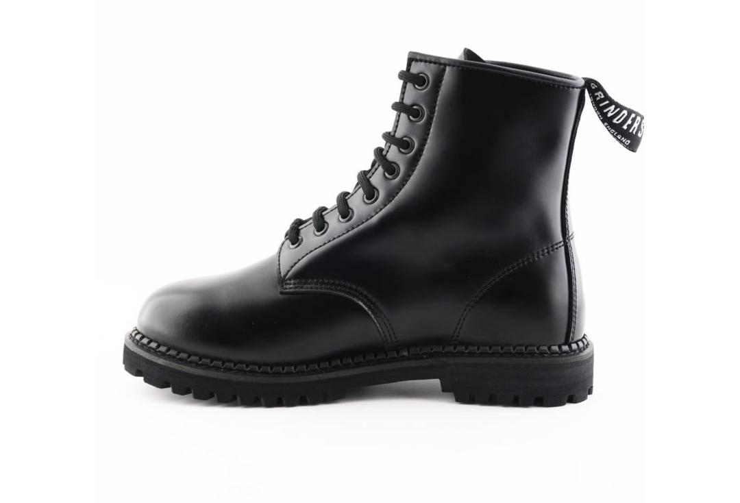 Grinders | Cedric Men's Black Leather Boots - Side View