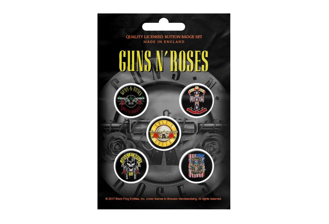 Official Band Merch | Guns N' Roses - Bullet Logo Button Badge Pack
