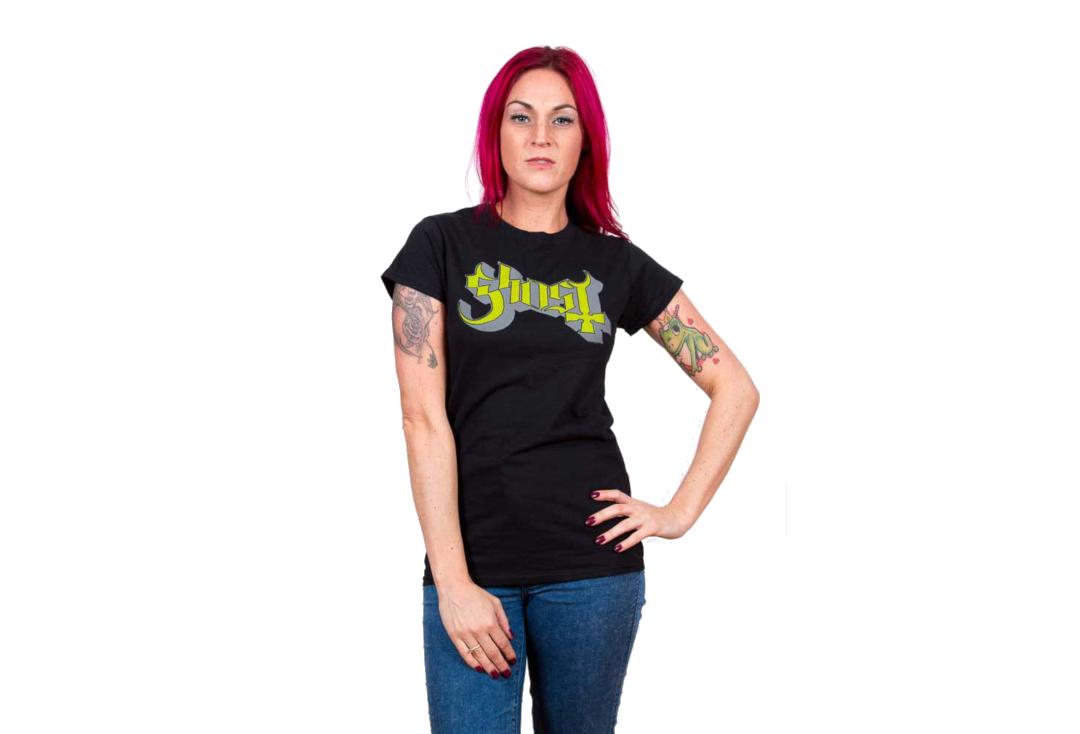 Official Band Merch | Ghost - Green Logo Skinny Fit Women's T-Shirt
