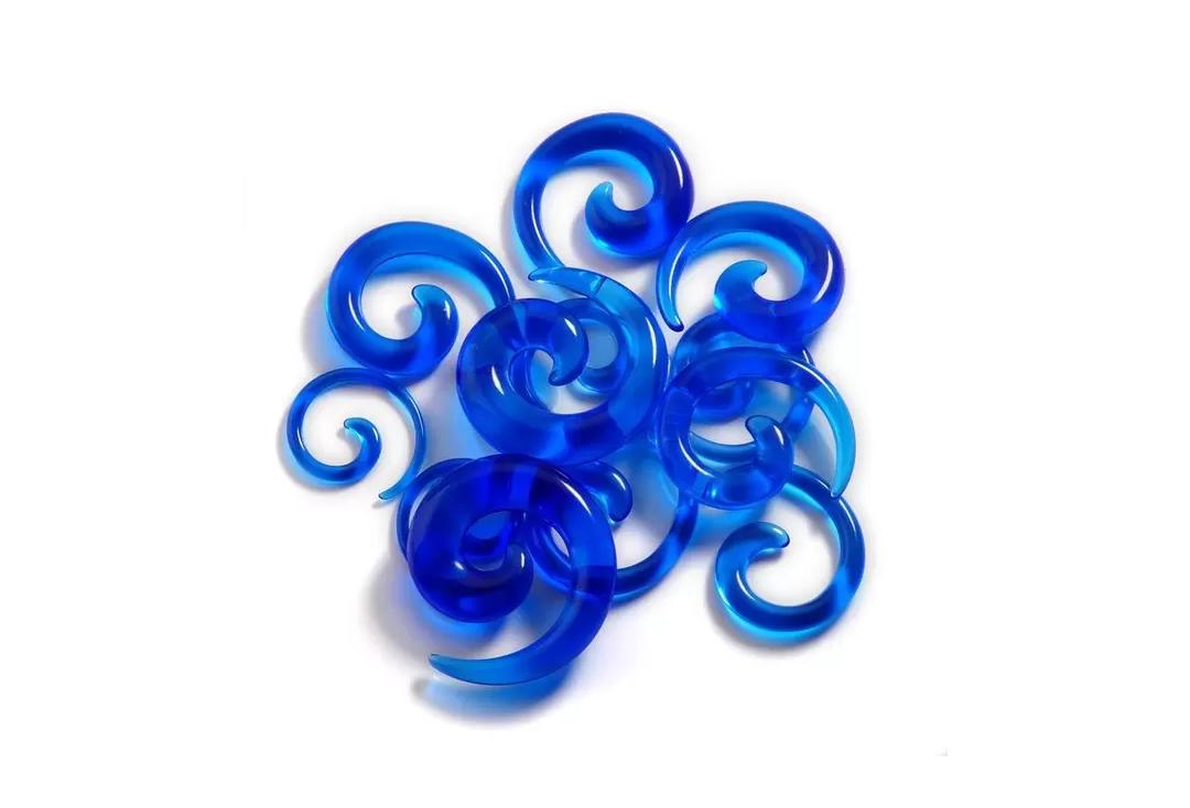 Body Jewellery | Blue Acrylic Spiral Stretcher 3mm to 12mm