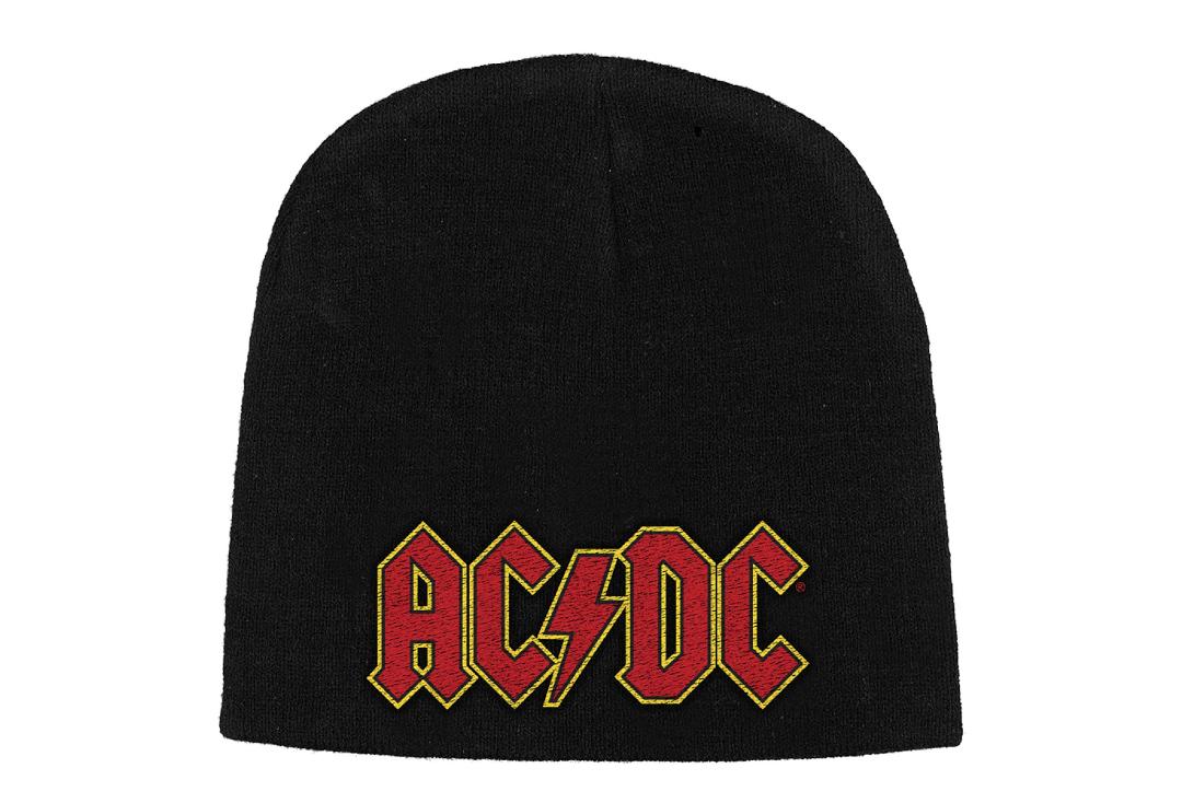 Official Band Merch | AC/DC - Red Logo Embroidered Official Knitted Beanie Hat