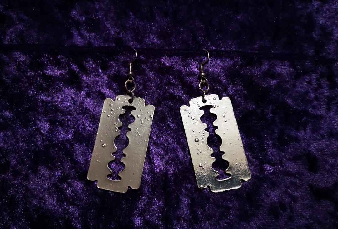 Void Clothing | Large Silver Razor Blade Earrings