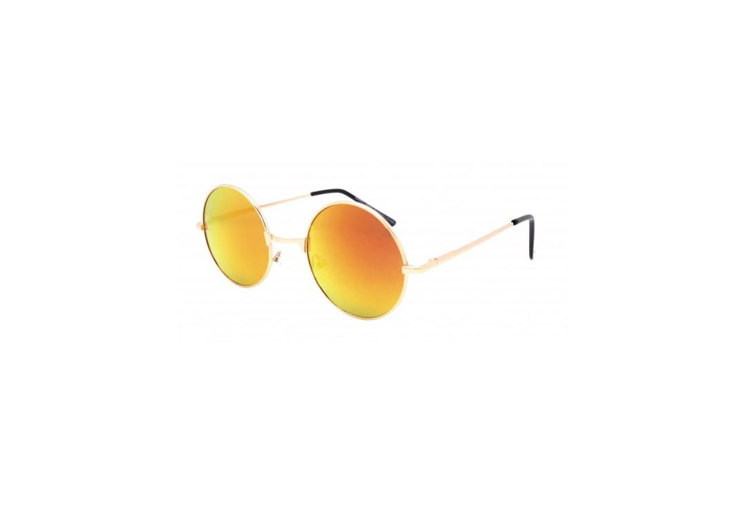 Rayflector | Yellow Orange Mirror & Rose Gold Frame Round Lennon Sunglasses