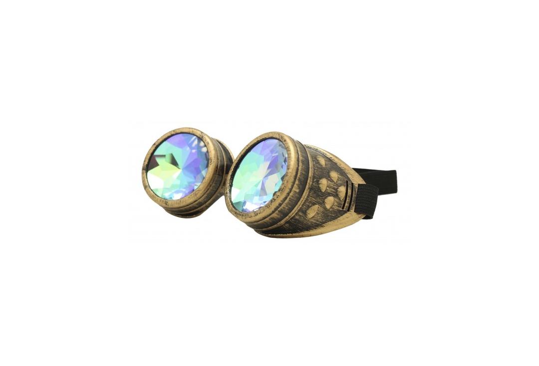 Void Clothing | Distressed Brass & Kaleidoscope Round Cyber Goggles