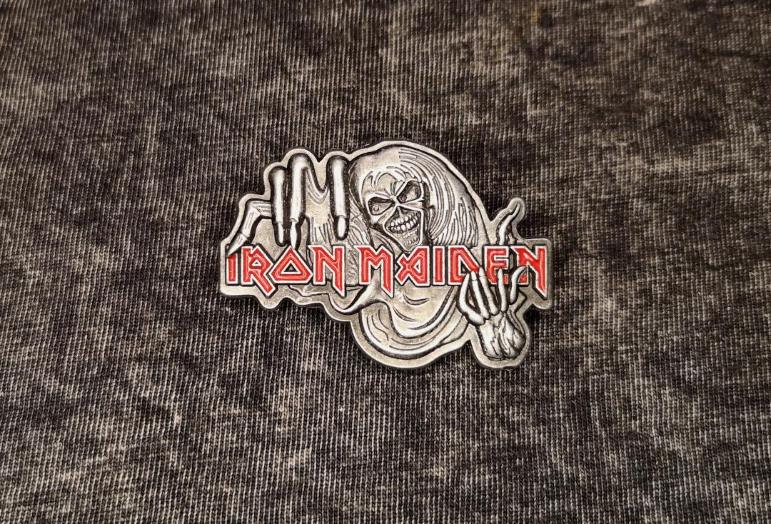 Official Band Merch | Iron Maiden - Number Of The Beast Metal Pin Badge - Front