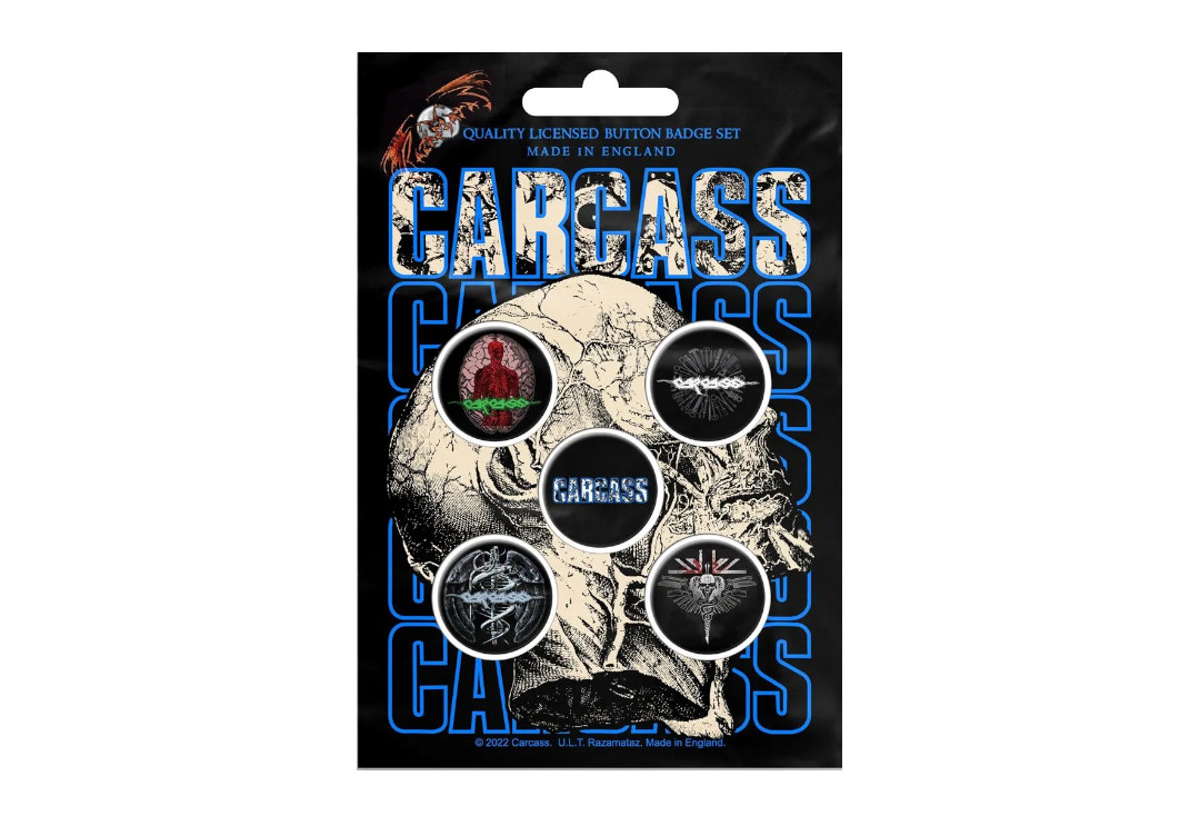 Official Band Merch | Carcass - Necro Head Button Badge Pack