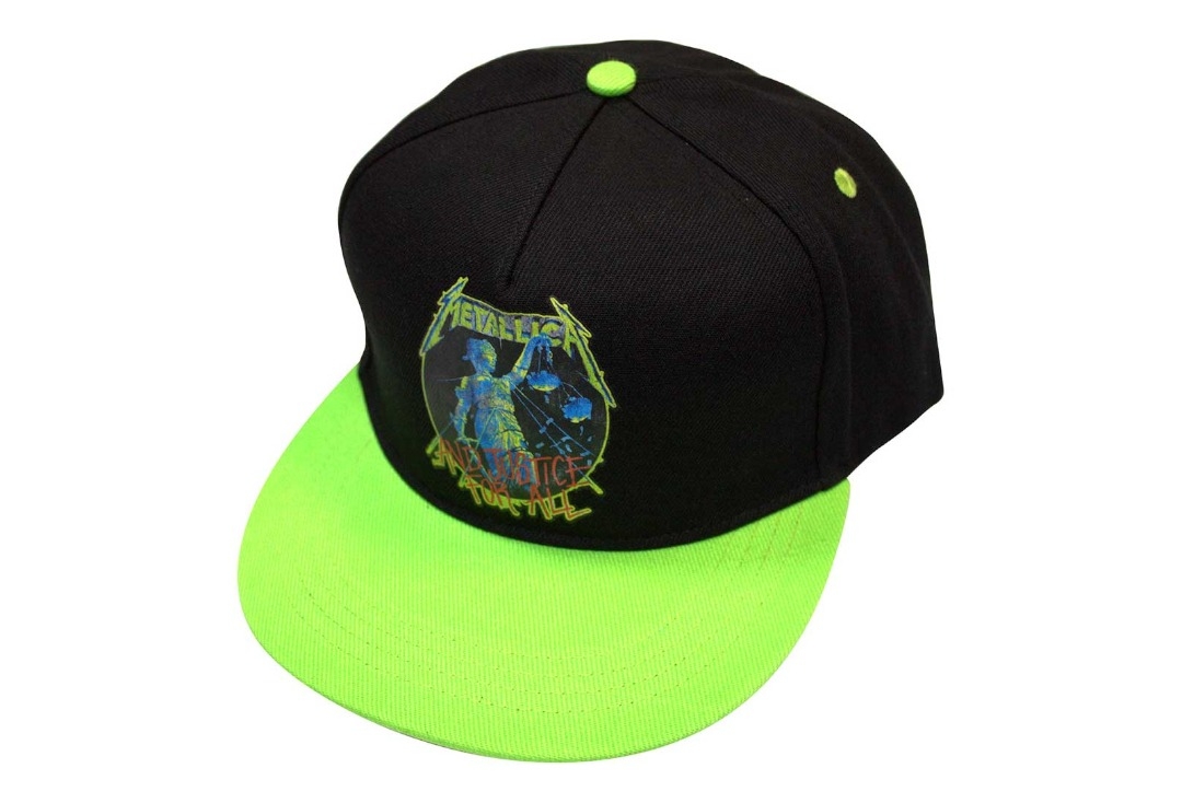 Metallica - Black & Green And Justice For All Official Snapback Cap - Front