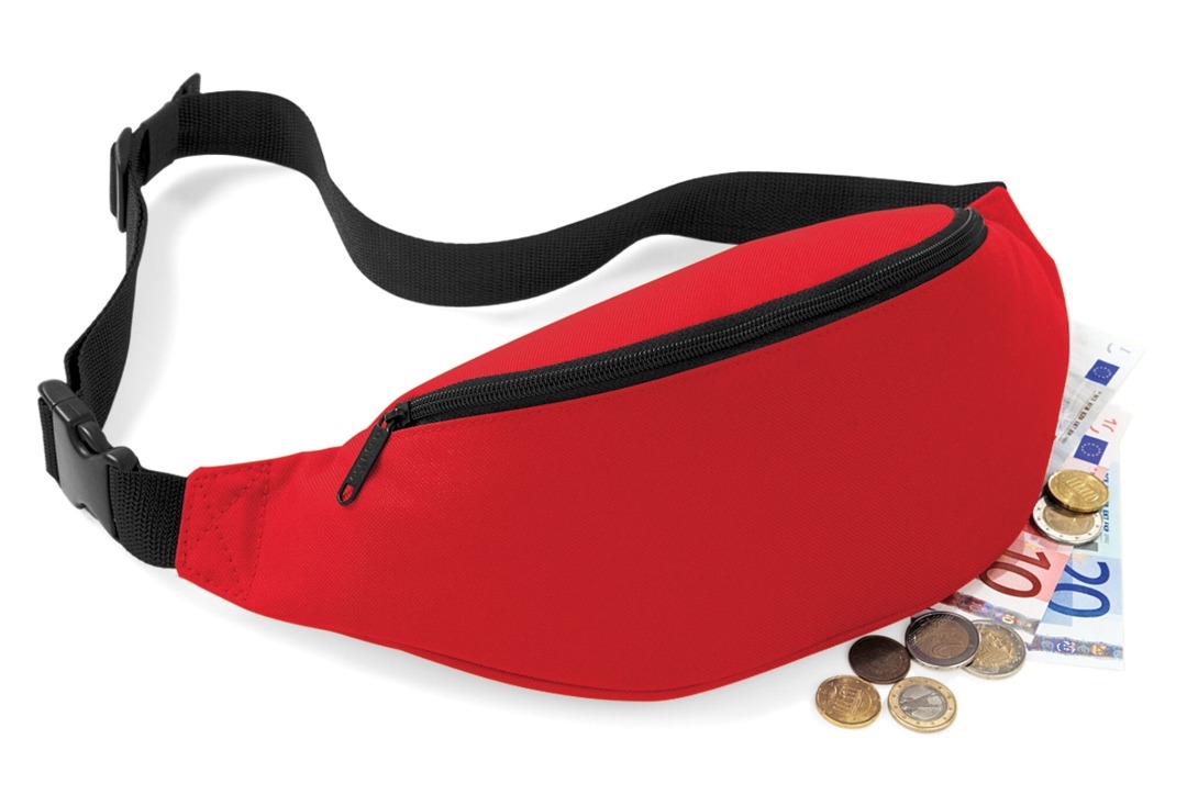 Classic Red Double Pocket Bum Bag