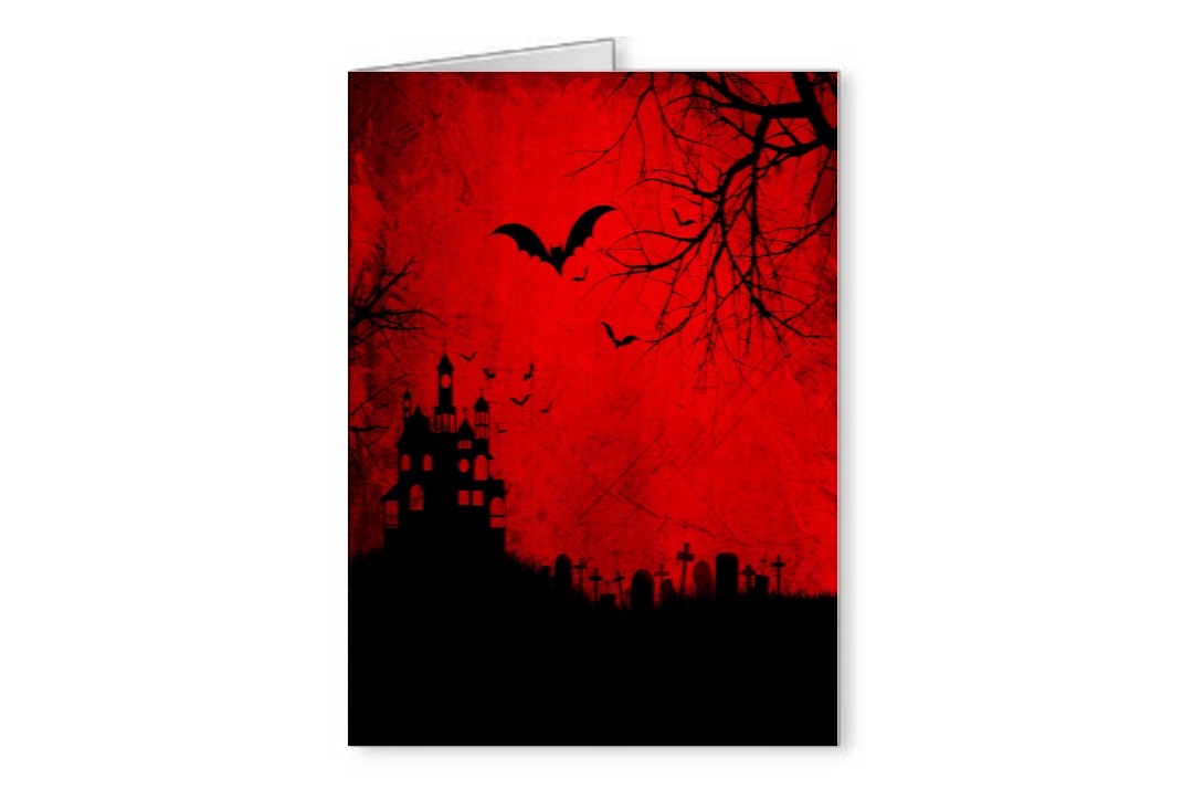 Halloween Graveyard Scene Greeting Card