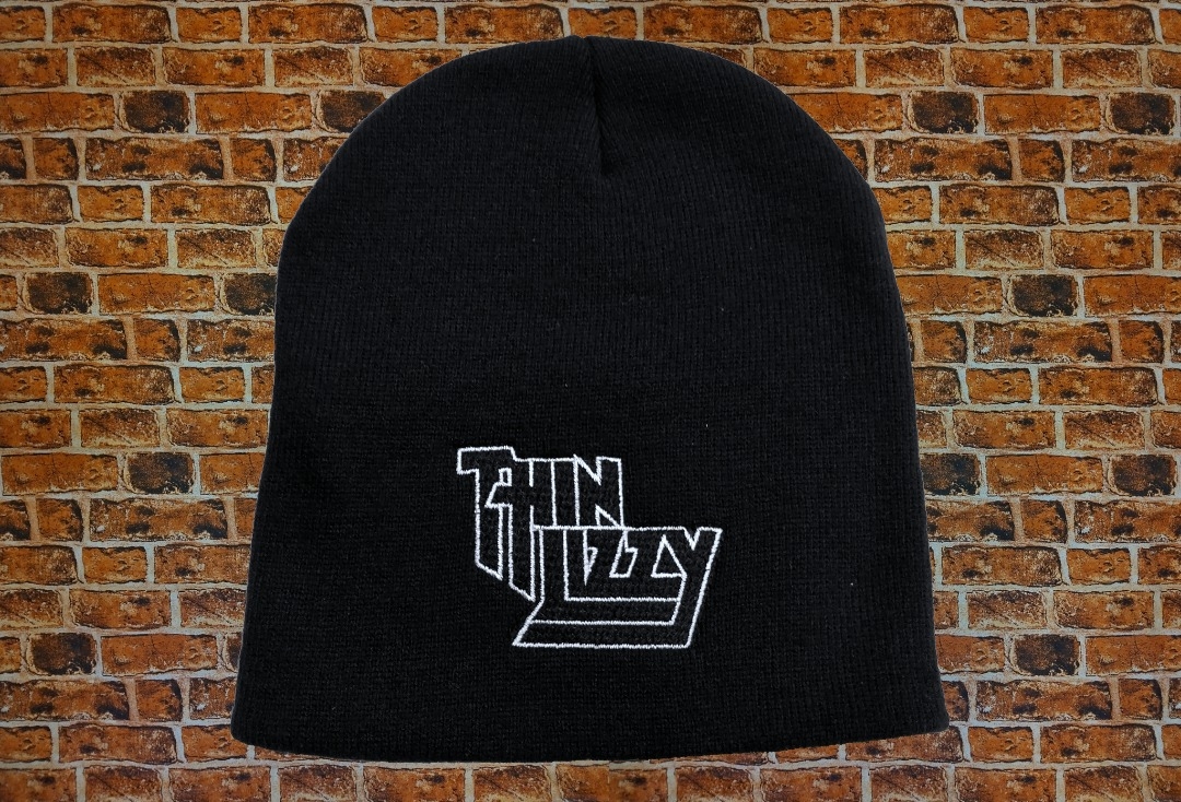Thin Lizzy - White Logo Embroidered Official Knitted Beanie Hat