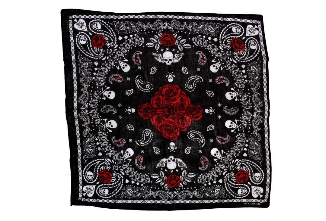 Skull & Roses Retro Paisley Cotton Bandana