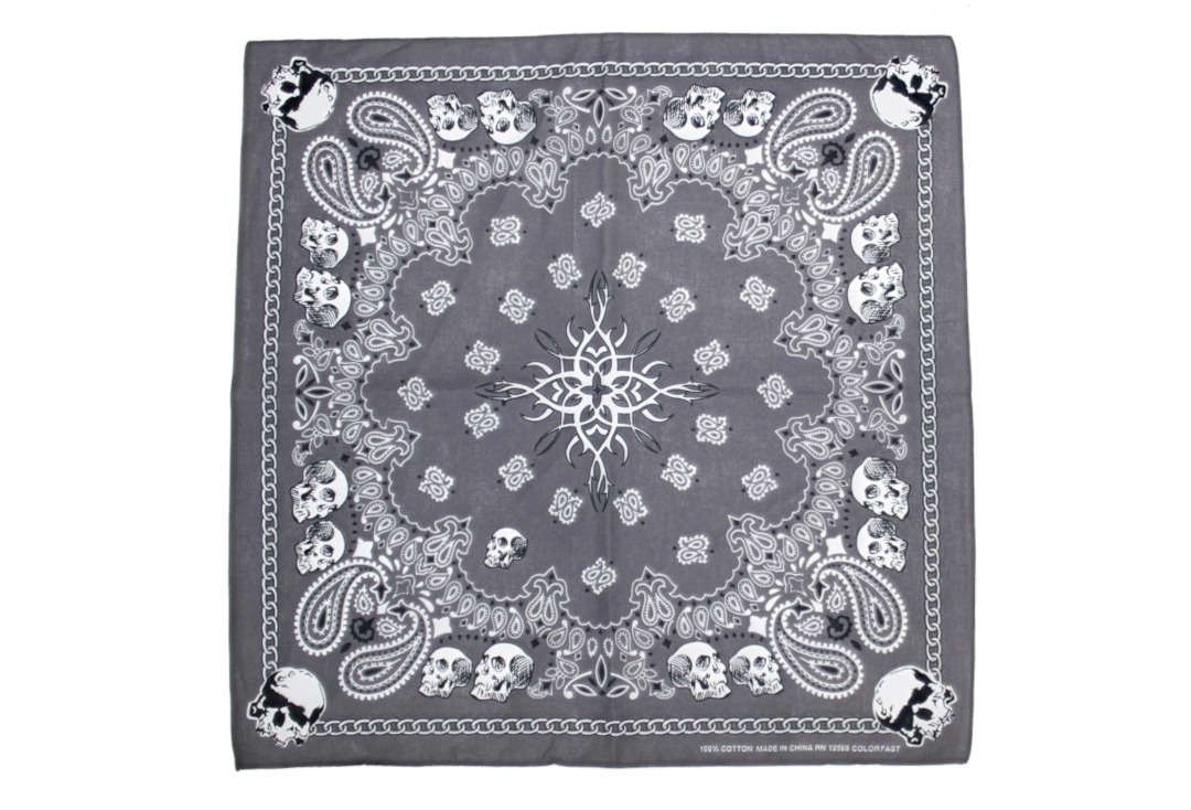 Chain & Grey Skull Paisley Cotton Bandana