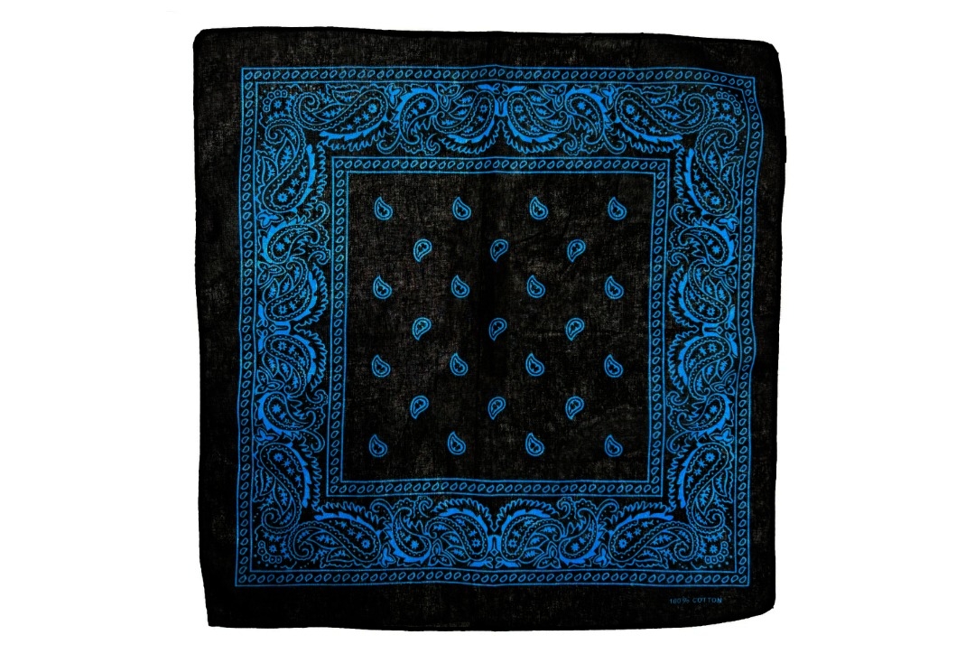 Black With Turquoise Paisley Cotton Bandana