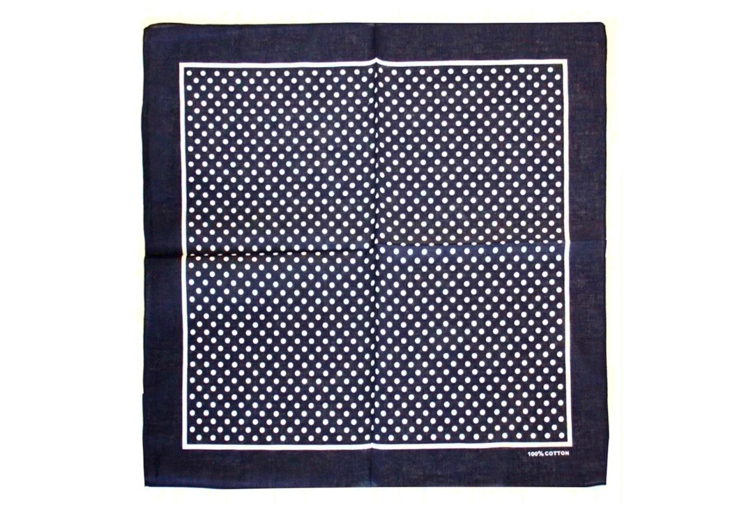 Navy With White Polka Dot Cotton Bandana