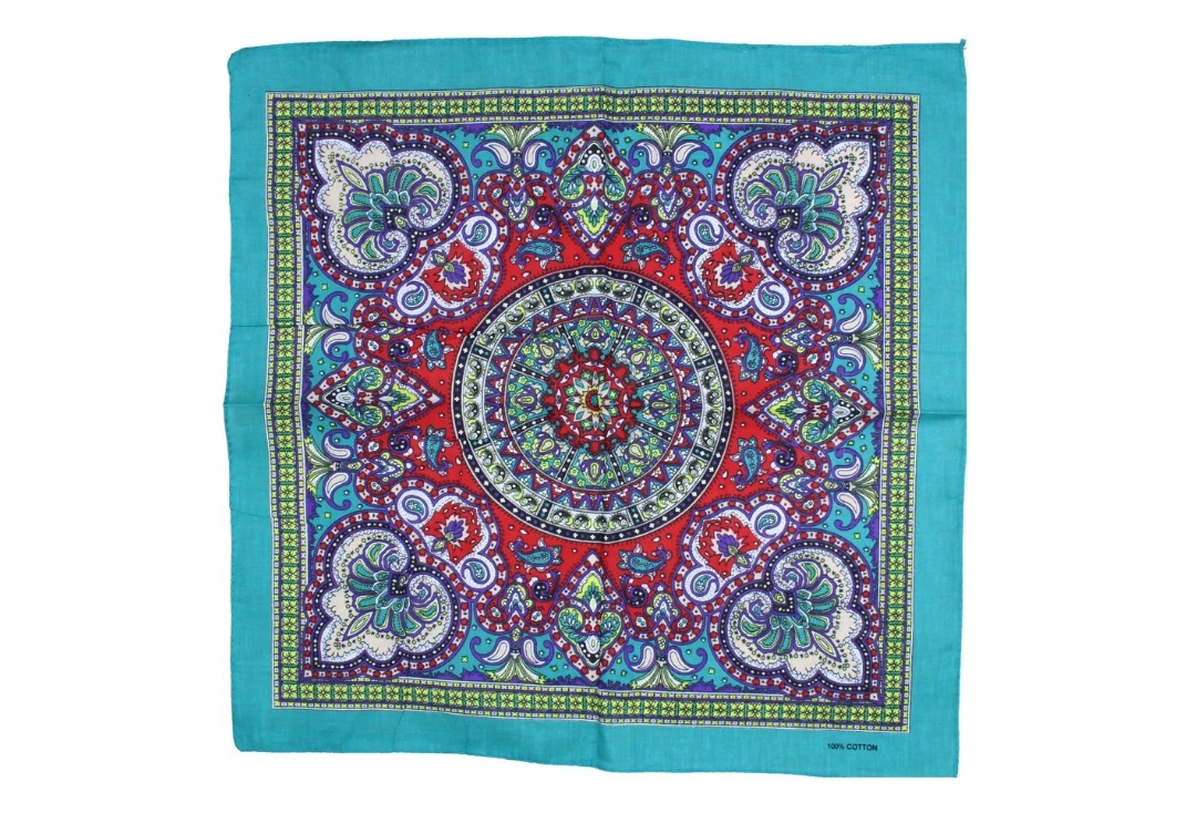 Jade Edged Vintage Style Paisley Cotton Bandana