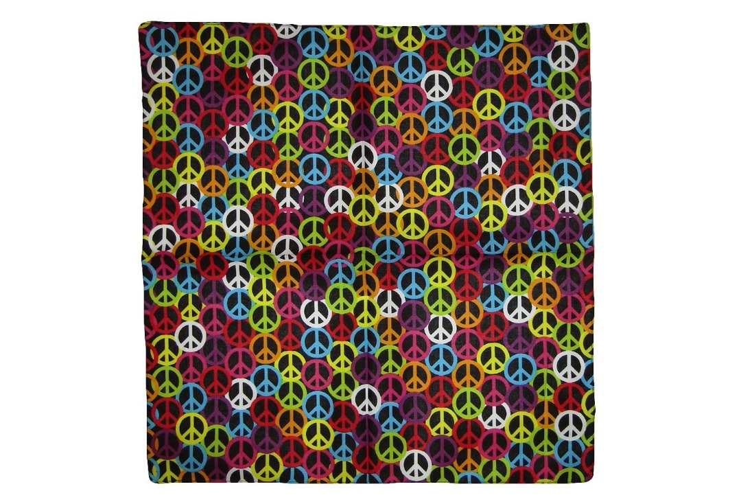 Black & Multi-Coloured Peace Sign Cotton Bandana