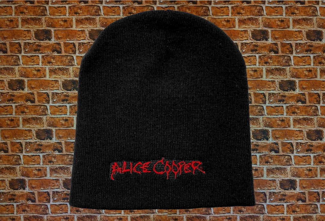 Alice Cooper - Red Logo Embroidered Official Knitted Beanie Hat