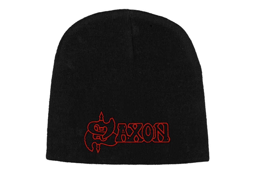 Official Band Merch | Saxon - Red Logo Embroidered Official Knitted Beanie Hat