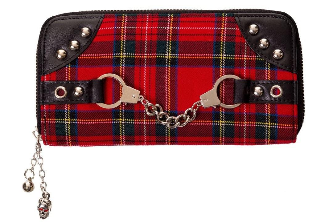 Banned Apparel | Red Tartan Handcuff Purse - Front