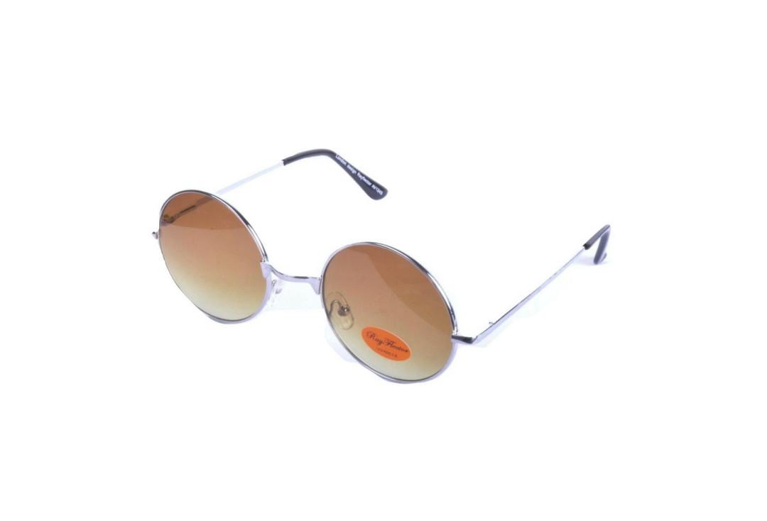 RayFlector | Brown & Silver Frame Round Lennon Sunglasses