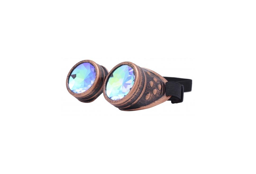 Void Clothing | Distressed Bronze & Kaleidoscope Round Cyber Goggles