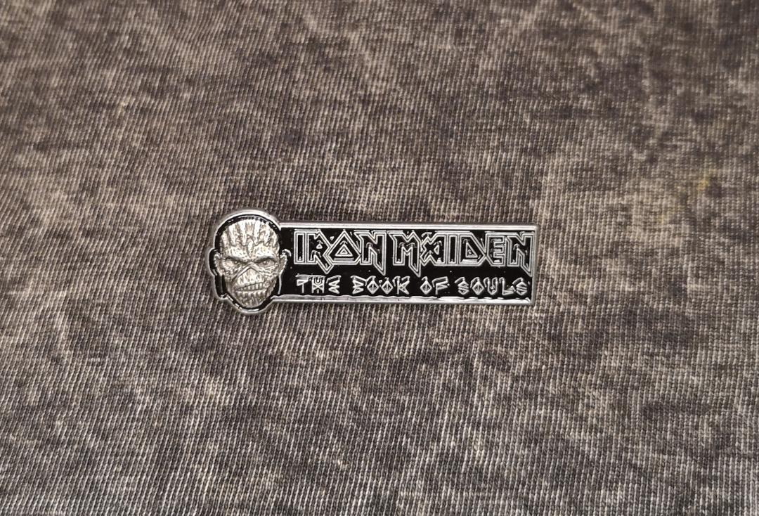 Official Band Merch | Iron Maiden - The Book Of Souls Metal Pin Badge - Front