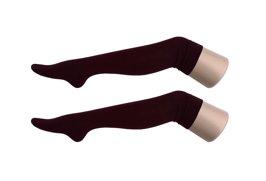 Macahel | Plain burgundy Over The Knee Socks