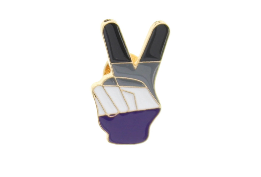 Void Clothing | Asexual Pride Peace Sign Metal Pin Badge