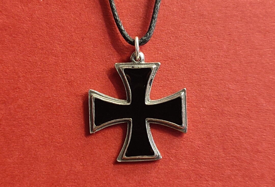 Void Clothing | Black Enamel Iron Cross Pewter Pendant