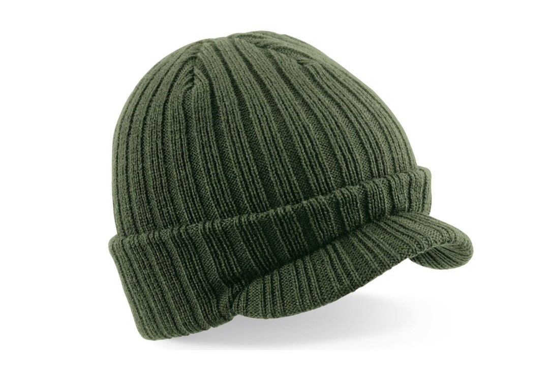 Void Clothing | Ribbed Plain Olive Peak Beanie Hat