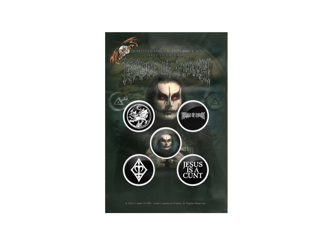 Official Band Merch | Cradle Of Filth - Hammer Of The Witches/Dani Button Badge Pack