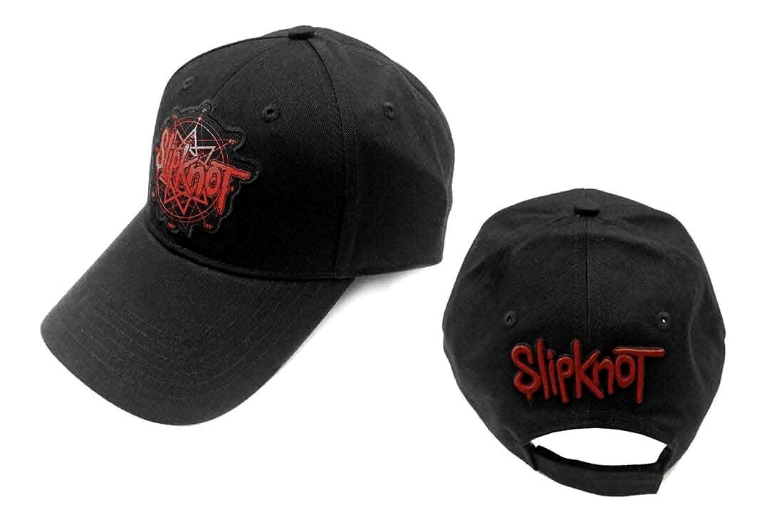 Official Band Merch | Slipknot - 9 Pointed Star Patch & Logo 3D Embroidered Baseball Cap