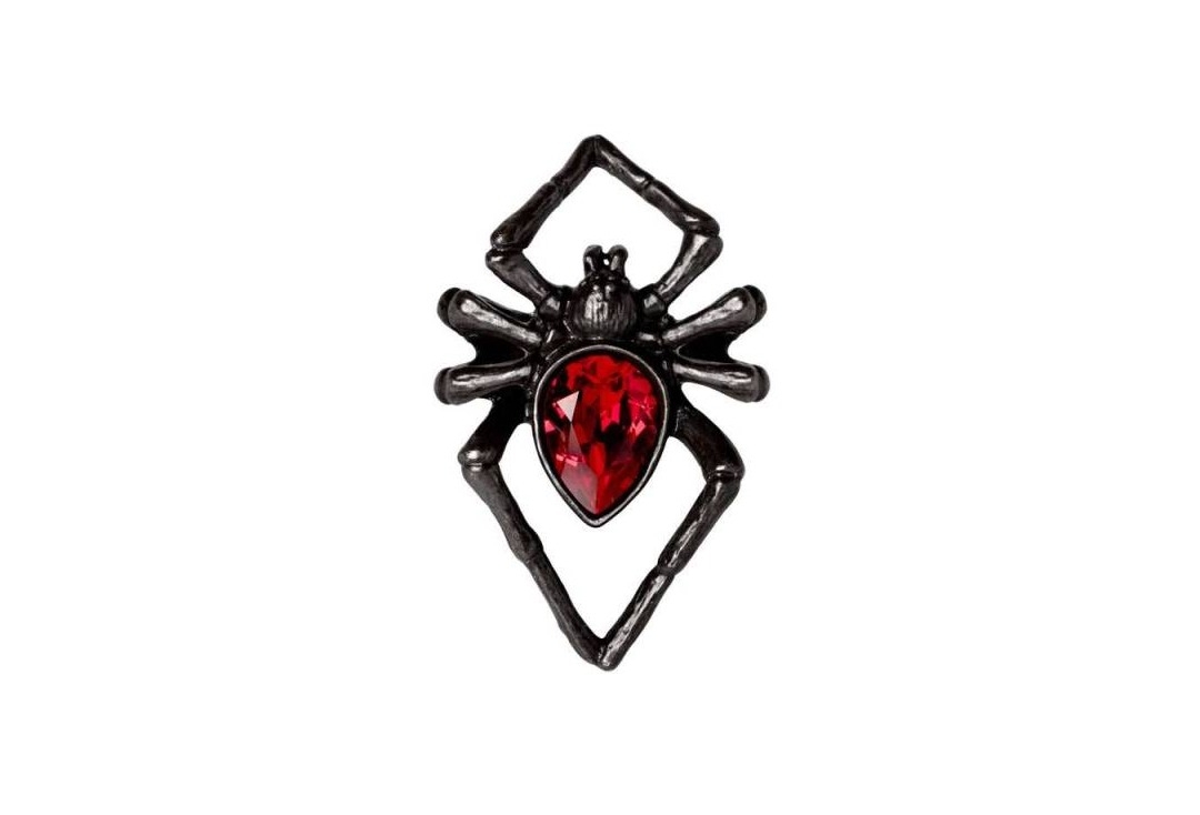 Black Widow Alchemy Gothic Pewter Ring - Top