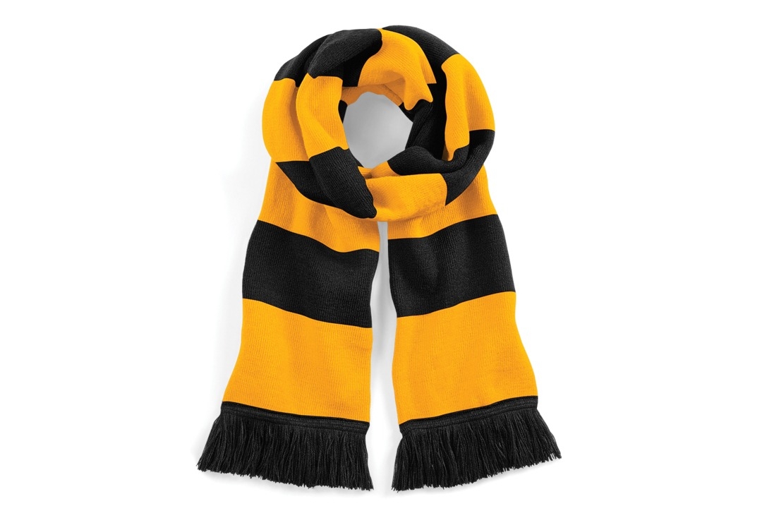 Yellow Gold & Black Stripe Tassel Scarf