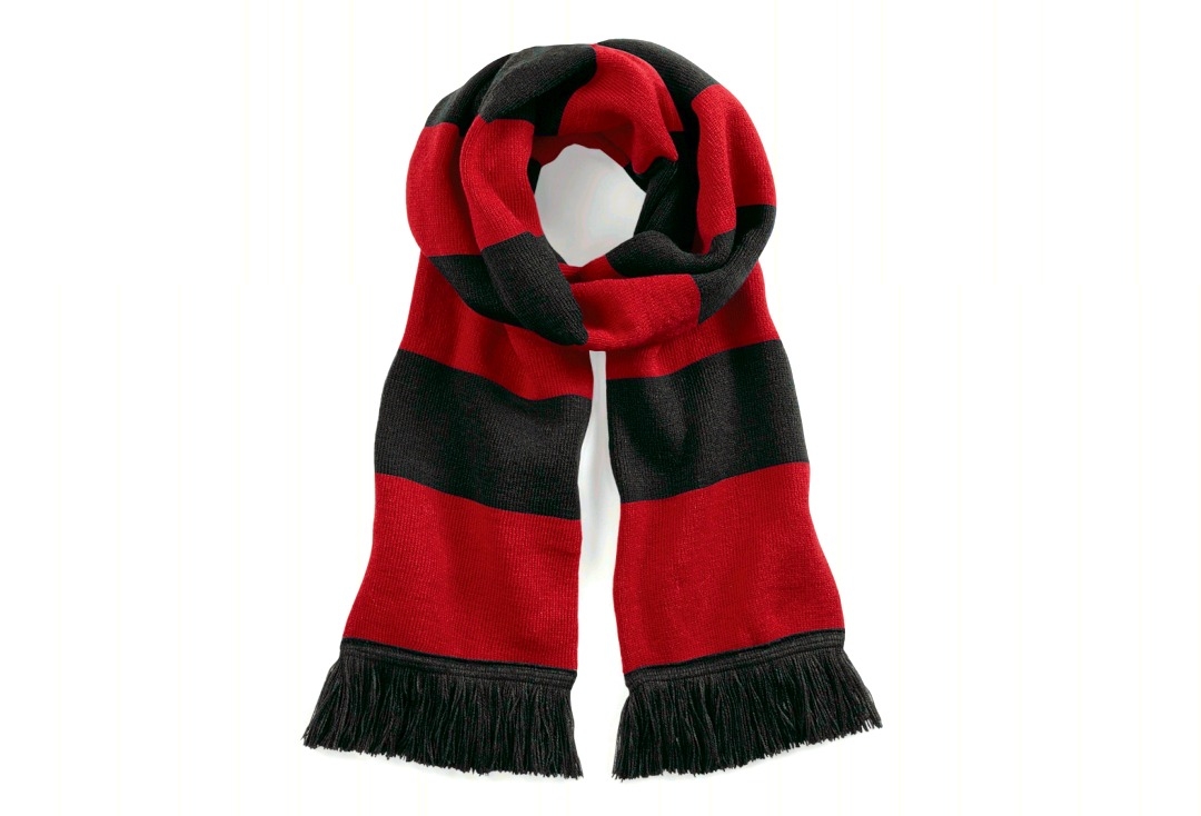Red & Black Stripe Tassel Scarf