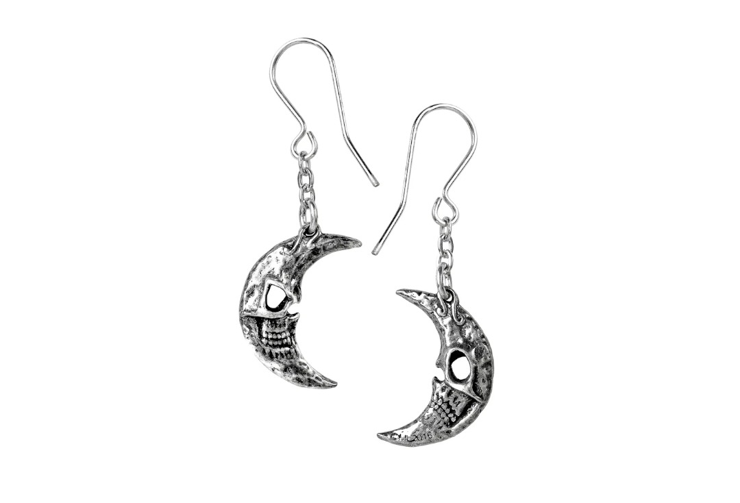 Skull Moon Alchemy Gothic Earrings
