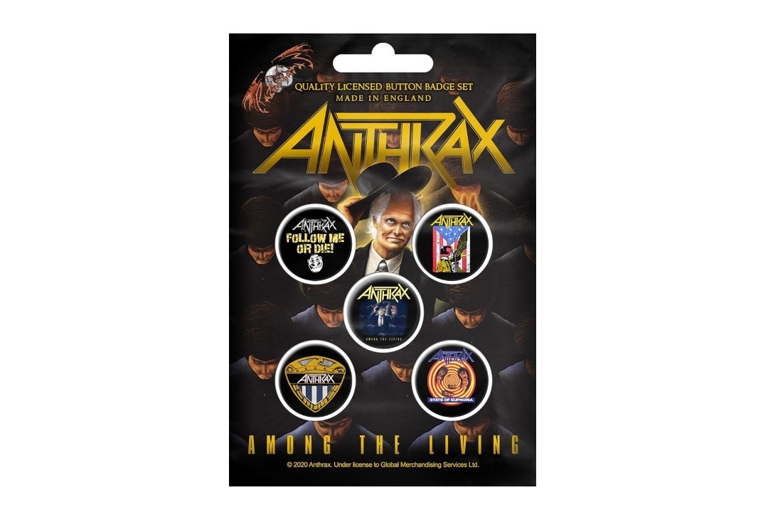 Anthrax - Among The Living Official Button Badge Pack