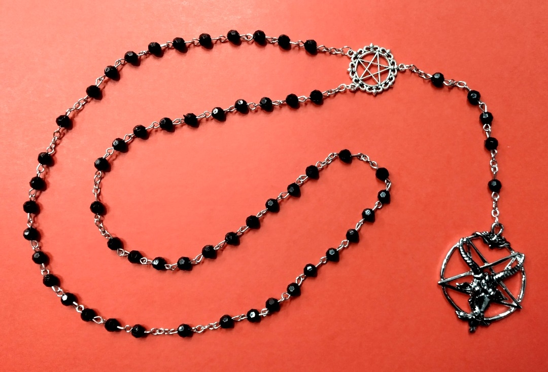 Pentagram Baphomet Black Lucite Rosary