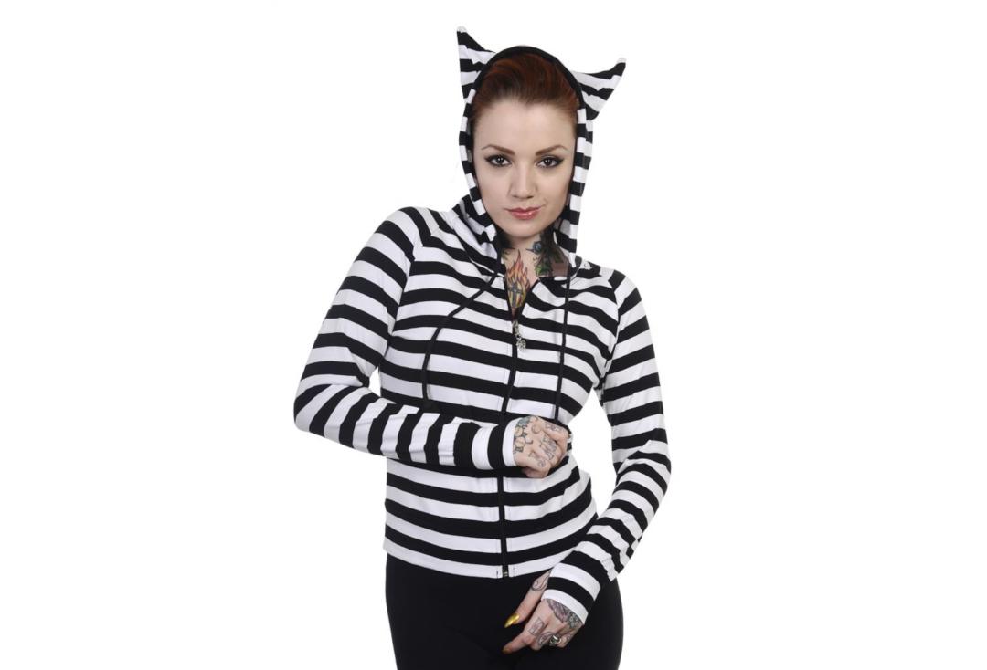 Banned Apparel | Black & White Stripe Cat Ears Hood Top