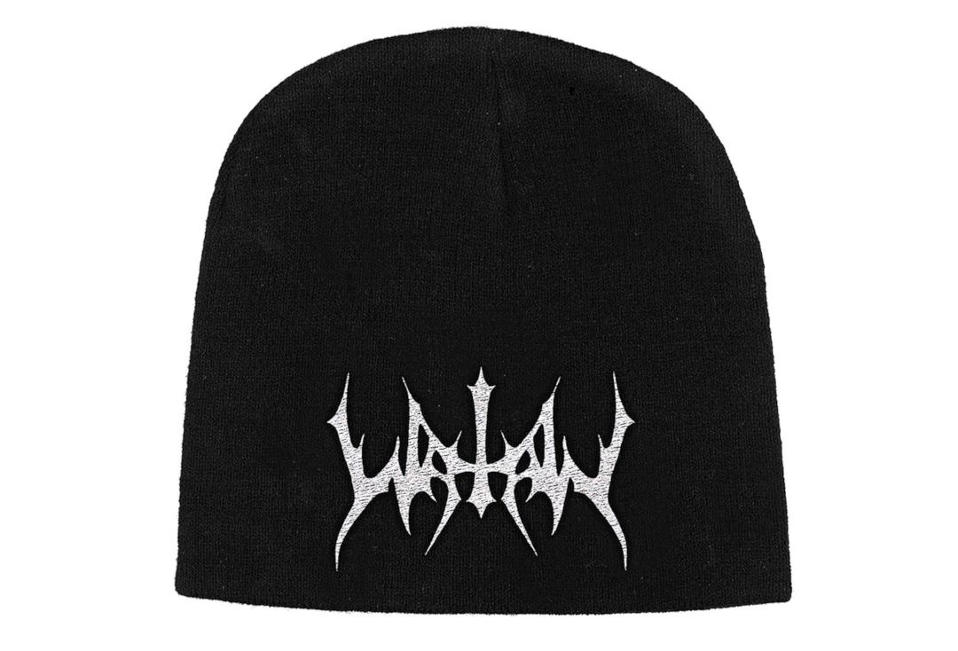 Official Band Merch | Watain - White Logo Embroidered Official Knitted Beanie Hat