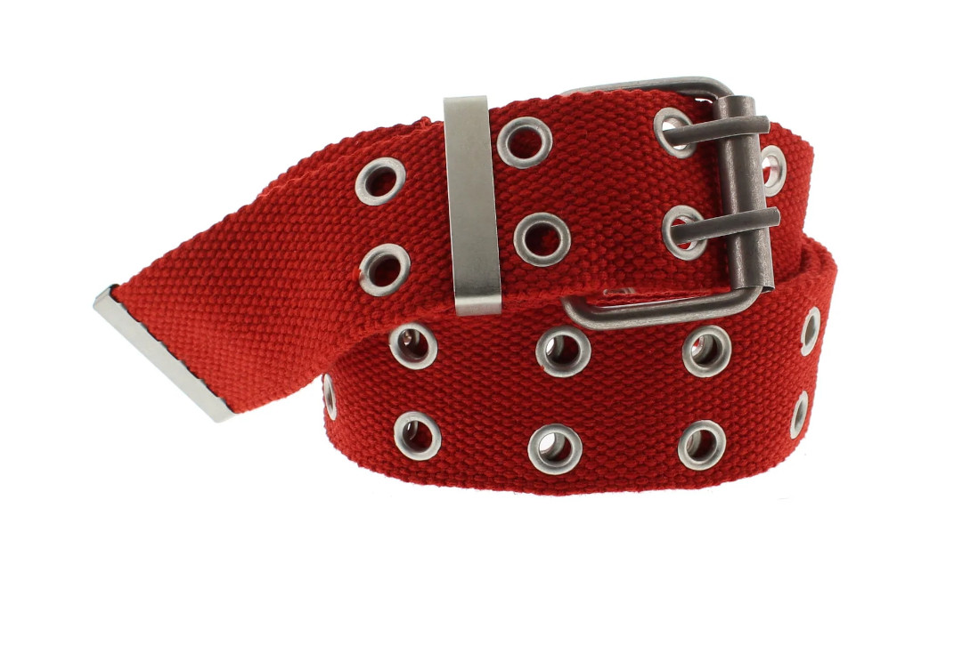 Void Clothing | Red 2 Row Eyelet Webbing Belt