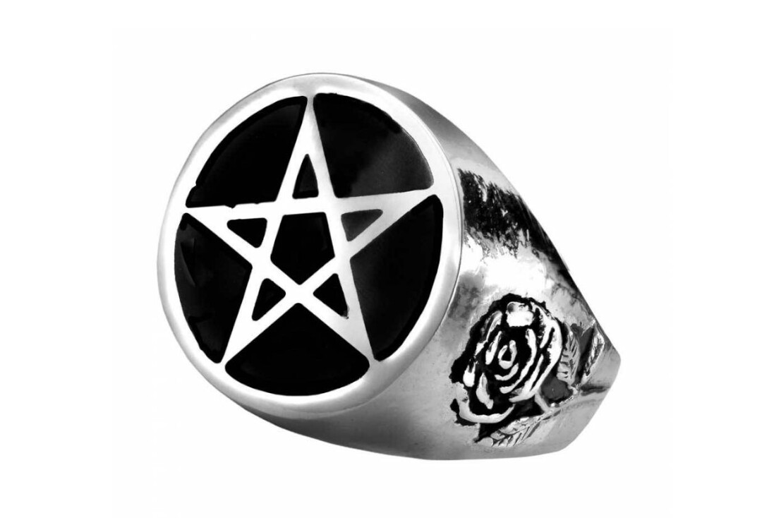 Alchemy Gothic | Roseous Pentagram Pewter Ring - Main